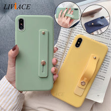 Load image into Gallery viewer, case on for iphone x xr xs max wriststrap Hand Band silicone cases for iphone 8 7 6 6s plus 5 5s se holder stand tpu back cover