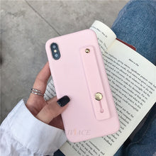 Load image into Gallery viewer, case on for iphone x xr xs max wriststrap Hand Band silicone cases for iphone 8 7 6 6s plus 5 5s se holder stand tpu back cover