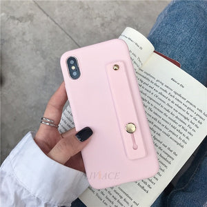 case on for iphone x xr xs max wriststrap Hand Band silicone cases for iphone 8 7 6 6s plus 5 5s se holder stand tpu back cover