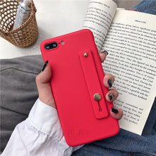 Load image into Gallery viewer, case on for iphone x xr xs max wriststrap Hand Band silicone cases for iphone 8 7 6 6s plus 5 5s se holder stand tpu back cover