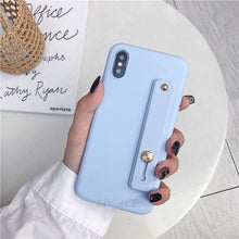 Load image into Gallery viewer, case on for iphone x xr xs max wriststrap Hand Band silicone cases for iphone 8 7 6 6s plus 5 5s se holder stand tpu back cover