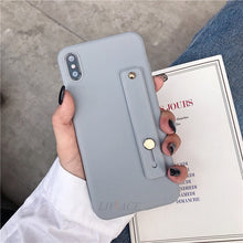 Load image into Gallery viewer, case on for iphone x xr xs max wriststrap Hand Band silicone cases for iphone 8 7 6 6s plus 5 5s se holder stand tpu back cover