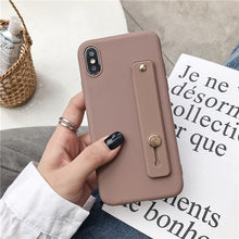 Load image into Gallery viewer, case on for iphone x xr xs max wriststrap Hand Band silicone cases for iphone 8 7 6 6s plus 5 5s se holder stand tpu back cover