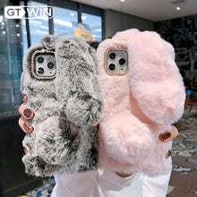 Load image into Gallery viewer, GTWIN Plush Warm Phone Case for iPhone 11 Pro XS Max XR X Cute Long Rabbit Ears Furry Fluffy Fur Cover For iPhone7 6 6S 7 8 Plus