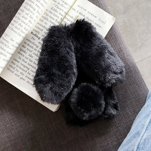 GTWIN Plush Warm Phone Case for iPhone 11 Pro XS Max XR X Cute Long Rabbit Ears Furry Fluffy Fur Cover For iPhone7 6 6S 7 8 Plus