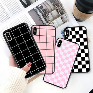 GYKZ Checkerboard Plaid Checked Checkered Phone Case For iPhone 11 Pro XS MAX XR X 7 8 6 6s Plus Grid Hard Back Cover Slim Coque